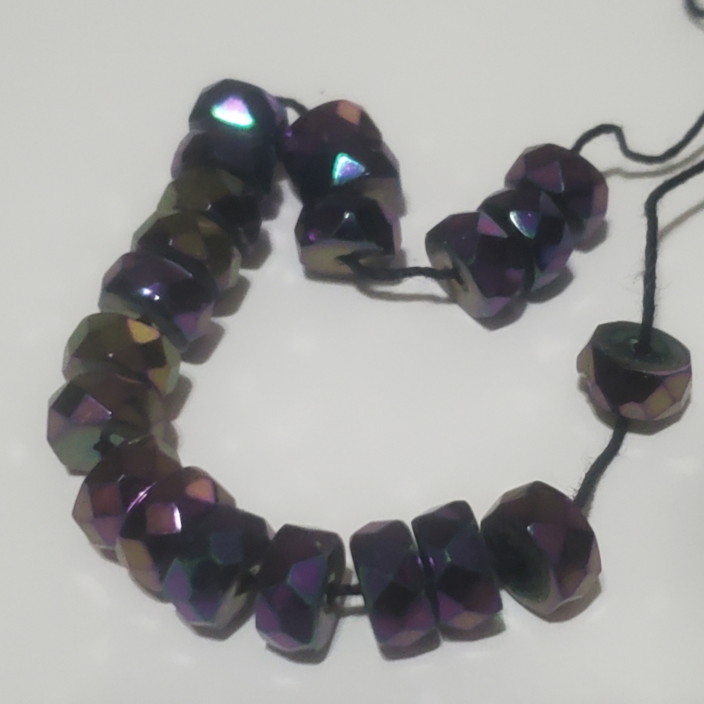 Bead Czech Fire-polished Glass Iris Purple 8x4mm Faceted Rondelle 15" Strand